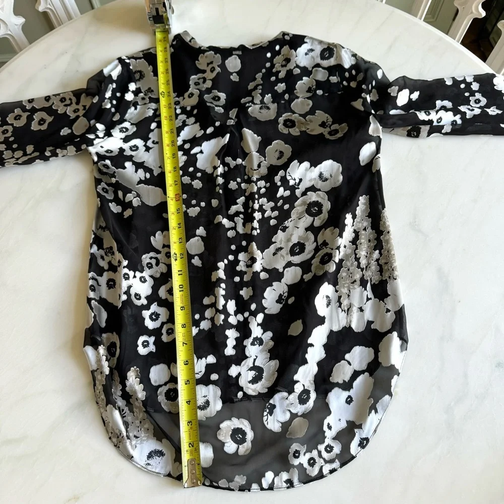 Alice + Olivia Belle Mandarin-Collar Floral-Print Blouse Sz S - Picture 8 of 11